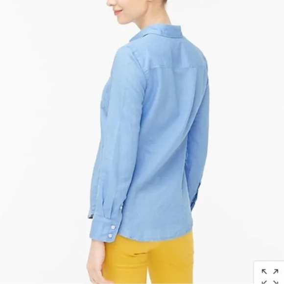 J. Crew Factory Linen shirt perfect fit AL 522 Blue Size Large - Picture 16 of 16